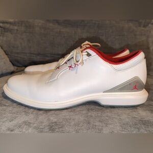 Jordan White and Red Golf Shoes
